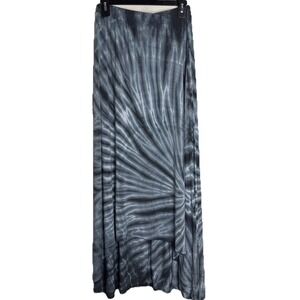 GO Couture Tie Dye Maxi Skirt Womens XL Asymmetric Hem Blue Festival Boho USA